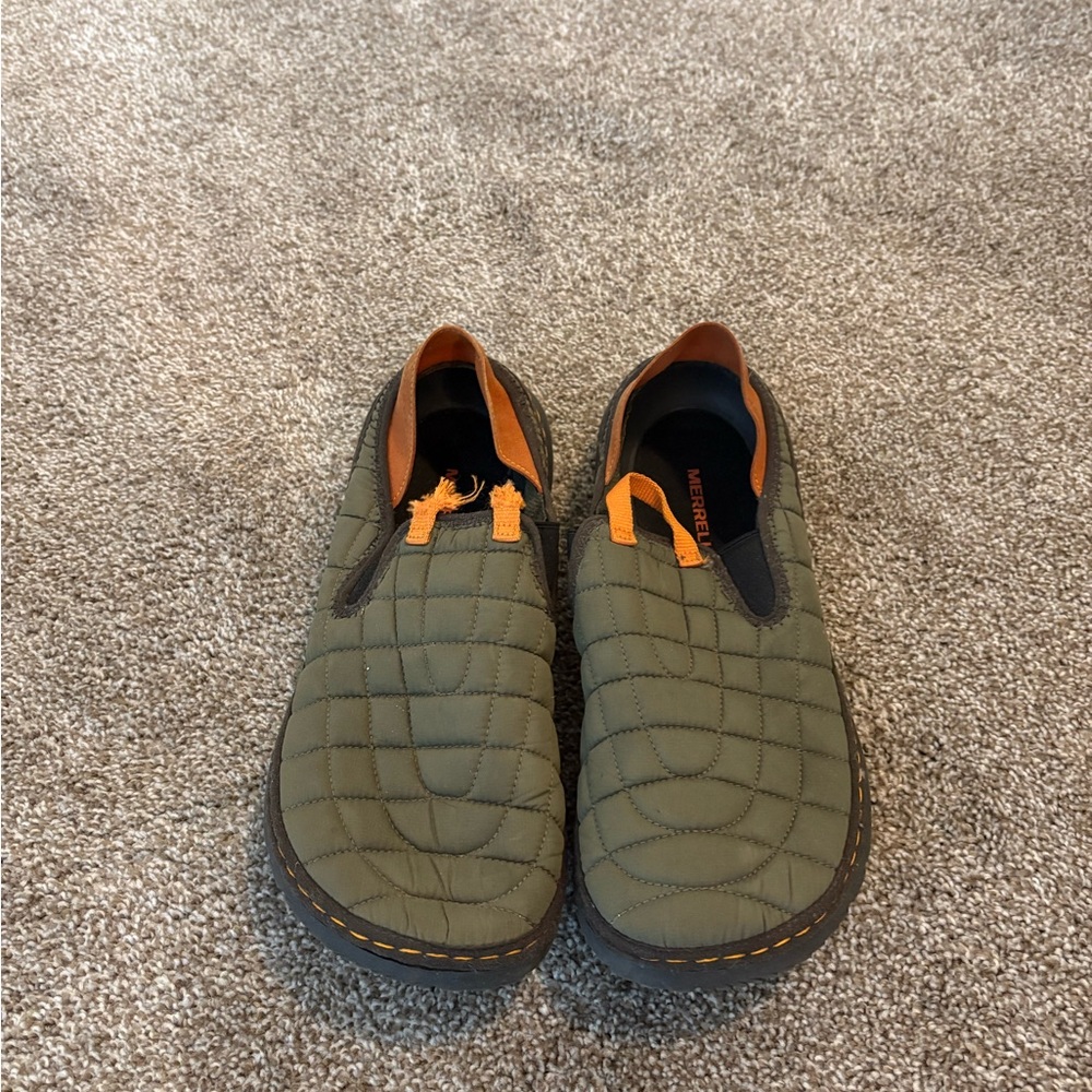 Marmot Olive and Orange Quilted Slip-On Shoes